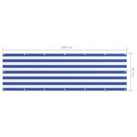 Balkonscherm 90x300 cm oxford stof wit en blauw - thumbnail