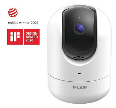 D-Link DCS-8526LH Compact 2K QHD Pan & Tilt Wi-Fi Camera, 1440p, gemotoriseerd, nachtzicht, Cloud/SD-opname, AI-Based persoon/koolmonoxide/rookalarm geluidsdetectie, 2-weg audio, Dual-Band Wi-Fi