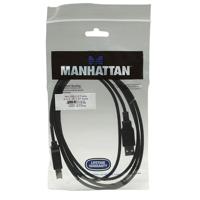 Manhattan USB-kabel USB 2.0 USB-A stekker, USB-B stekker 1.80 m Zwart Vergulde steekcontacten, UL gecertificeerd 333368-CG - thumbnail