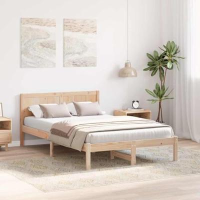 Bedframe Bruin 135 x 190 cm Massief grenenhout