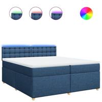 Boxspring met matras stof blauw 200x200 cm - thumbnail