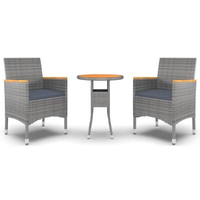 3-delige Tuinset poly rattan grijs