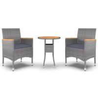 3-delige Tuinset poly rattan grijs - thumbnail
