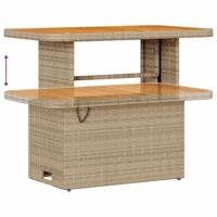 11-delige Tuinbankenset met kussens poly rattan acacia beige - thumbnail