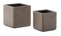 Kave Home Lage Plantenpot 'Minoa' Polystone, Set van 2 stuks, kleur Bruin - thumbnail