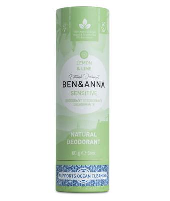 Ben & Anna Deodorant in papiertube - sensitive - lemon & lime - 60 gram