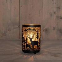 Lantaarn met rendier/bergen d10,5h16 cm zwart/goud Anna's Collection - Annas collection - thumbnail