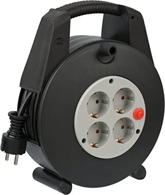 Brennenstuhl vario line kabelhaspel 15 meter, 4x geaard (zwart/grijs)