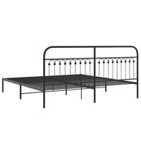 Bedframe met hoofdbord metaal zwart 193x203 cm - thumbnail