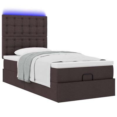 Ottoman bed met matras en LED's 120x200cm stof donkerbruin