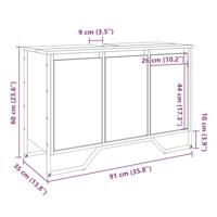 Wastafelkast 91x35x60 cm bewerkt hout gerookt eikenkleurig - thumbnail