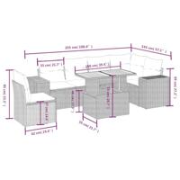 7-delige Loungeset met kussens poly rattan beige - thumbnail