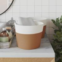 VidaXL Opbergmanden 2 st ø 24x18 cm katoen bruin en wit - thumbnail