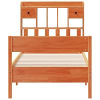 Bed met boekenkast zonder matras grenenhout wasbruin 75x190 cm - thumbnail