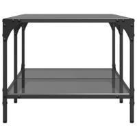 Salontafel met zwart glazen blad 98,5x50x40 cm staal - thumbnail