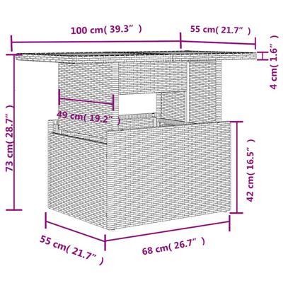 7-delige Loungeset met kussens poly rattan beige - thumbnail