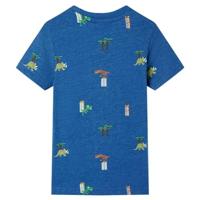 Kindershirt 140 gemleerd donkerblauw - thumbnail