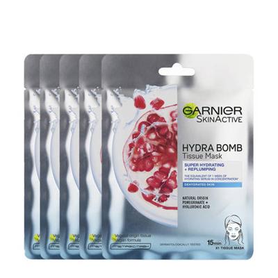 Garnier Skinactive Face Hydra Bomb Sheet Mask met Granaatappel - Gezichtsmasker - 20 Stuks - Voordeelverpakking