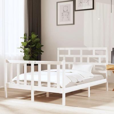 Bedframe massief grenenhout wit 140x190 cm