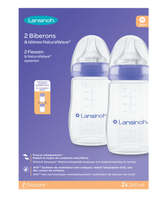 Lansinoh Natural Wave Zuigfles + Speen 2x240ml