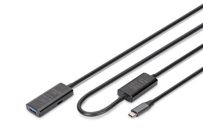 Digitus DA-73111 USB-kabel USB 3.2 Gen1, USB 3.2 Gen1, USB 3.0 USB-C, USB-C stekker, USB-A bus 10.00 m Zwart Actief met signaalversterking, Stekker past op Digitus DA-73111 USB-kabel USB 3.2 Gen1, USB 3.2 Gen1, USB 3.0 USB-C, USB-C stekker, USB-A bus 10.00 m Zwart Actief met signaalversterking, Stekker past op