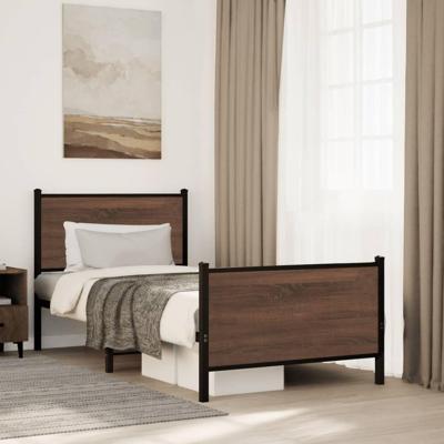 Bedframe zonder matras metaal bruin eikenkleurig 75x190 cm