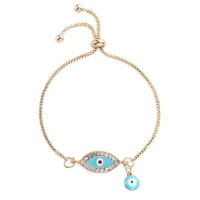 Vrouwenhand gemaakte Blue Crystal Evil Eye Lucky Chains armbanden (licht blauw)