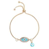 Vrouwenhand gemaakte Blue Crystal Evil Eye Lucky Chains armbanden (licht blauw) - thumbnail