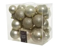 Decoris kerstballen set Plastic 26st parel 6-8-10cm - thumbnail