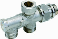 Comap Onderblok zelfdichtend 2 pijps M22 met afsluiter vernikkeld 438922B - thumbnail