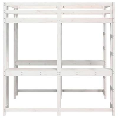 Hoogslaper met bureau en ladder grenenhout wit 160x200 cm - thumbnail
