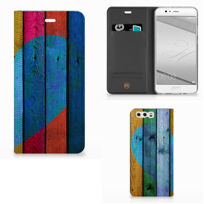Huawei P10 Plus Book | Wallet Case | Wood Heart - Cadeau voor je Vriend