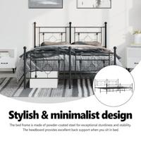 Bedframe met hoofd- en voeteneinde metaal zwart 193x203 cm - thumbnail