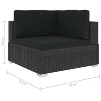 Hoekbanken 2 st met kussens poly rattan zwart - thumbnail