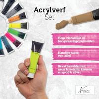 Creative Craft Group Acrylverf fluor en metallic kleuren, 18x36 ml - thumbnail