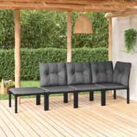4-delige Loungeset poly rattan zwart en grijs - thumbnail