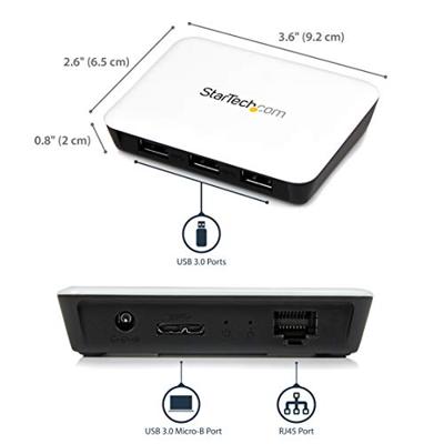 StarTech.com USB 3.0 naar gigabit Ethernet NIC netwerkadapter met 3-poorts hub - wit