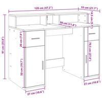 Bureau met LED-verlichting 120x55x91 cm bewerkt hout oud hout - thumbnail