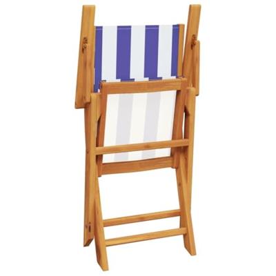 Tuinstoelen 2 st massief acaciahout en stof blauw en wit