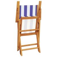 Tuinstoelen 2 st massief acaciahout en stof blauw en wit - thumbnail