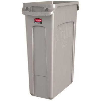 Afvalbak Rubbermaid Slim Jim Vented met luchtsleuven 87 liter grijs