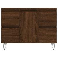 Badkamerkast 80x33x60 cm bewerkt hout bruineikenkleurig - thumbnail