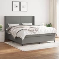 Boxspring met matras stof donkergrijs 160x200 cm - thumbnail