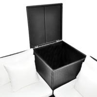 4-delige Loungeset met kussens poly rattan zwart - thumbnail