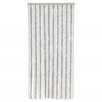 Vliegengordijn 90x220 cm chenille lichtgrijs en wit - thumbnail