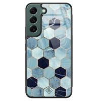 Samsung Galaxy S22 Plus glazen hardcase - Blue cubes - thumbnail