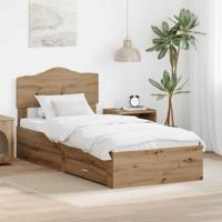 Bedframe met hoofdeinde Artisan Eiken 90 x 200 cm Bewerkt hout - thumbnail