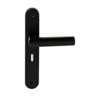 Hardbrass Deurkruk Rhodos op ovaal langschild sleutelgat 56mm - zwart - thumbnail