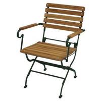 Lugano bistrostoel klapstoel - Robina hout Platstaal Kunststof - Bruin Groen - thumbnail