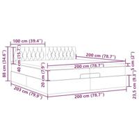 Ottoman bed met matras 200x200 cm fluweel roze - thumbnail